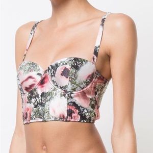 NWT Fleur Du Mal Poppy Print Balconette Bustier
